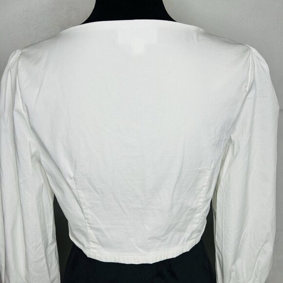 Mable White Front Clasp Long Sleeve Crop Top Sz M Stretch Corset - Picture 9 of 11